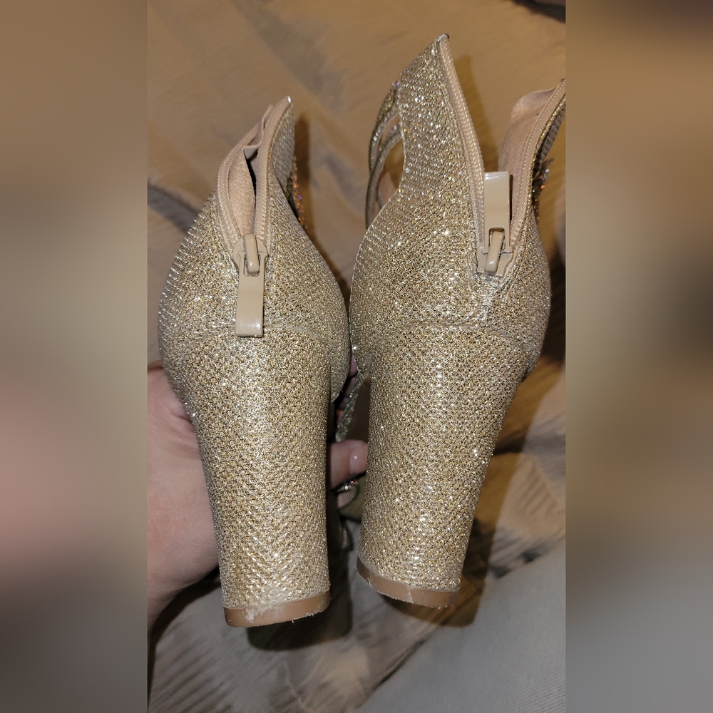 TOP Moda Glittering Gold Strappy Heels - Picture 4 of 9